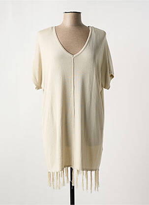 Pull tunique stretch manches courtes beige EUGEN KLEIN femme