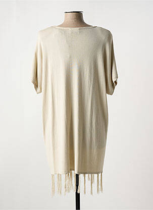 Pull tunique stretch manches courtes beige EUGEN KLEIN femme