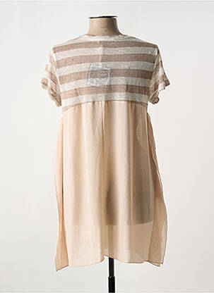 Tunique manches courtes tissage crêpe beige POUSSIERE D'ETOLE femme