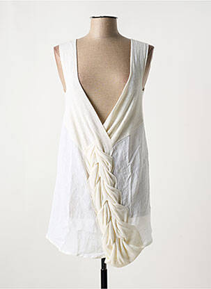 Tunique sans manche tissage crêpe beige CREA CONCEPT femme