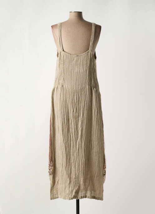 Robe longue coupe cintrée fines bretelles beige MARILU femme