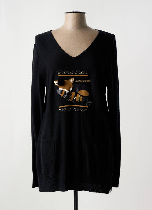 Pull tunique stretch manches longues noir FUEGO WOMAN femme
