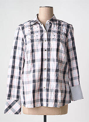 Chemisier coupe droite manches longues gris JUST WHITE femme