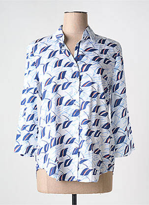 Chemisier imprimé fleurs manches longues bleu JUST WHITE femme