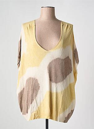 Pull col v manches courtes jaune HUMILITY femme