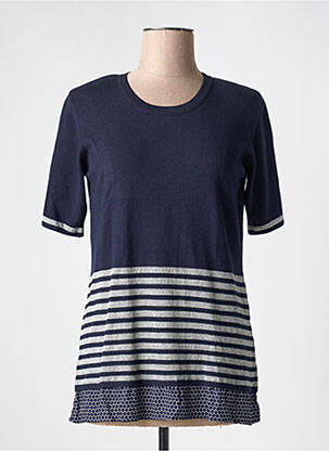 Pull tunique col rond manches courtes bleu EUGEN KLEIN femme