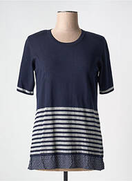Pull tunique col rond manches courtes bleu EUGEN KLEIN femme