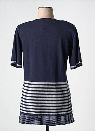 Pull tunique col rond manches courtes bleu EUGEN KLEIN femme