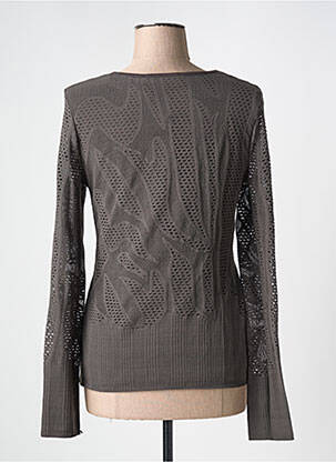Pull maille ajourée manches longues marron 3322 femme