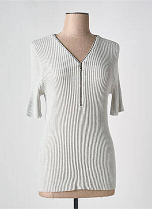 Pull col v manches courtes argent PASSIONI femme