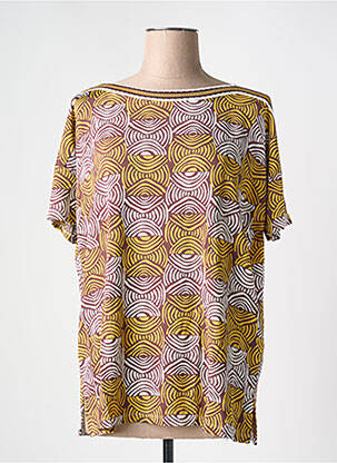 T-shirt imprimé fantaisie manches courtes jaune MARIA BELLENTANI femme