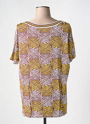 T-shirt imprimé fantaisie manches courtes jaune MARIA BELLENTANI femme