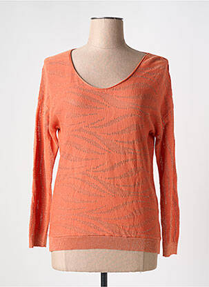 Pull col v manches longues orange EVA KAYAN femme