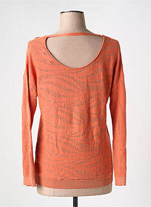 Pull col v manches longues orange EVA KAYAN femme