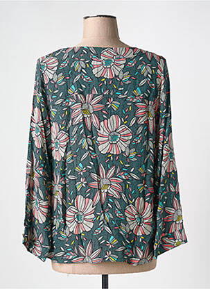 Blouse tissage popeline manches longues vert ACOTÉ femme