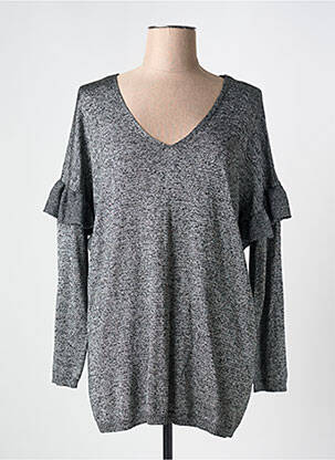 Pull tissage chiné manches longues gris MORGAN femme