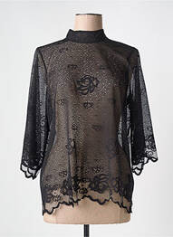 Top stretch manches 3/4 noir ICHI femme
