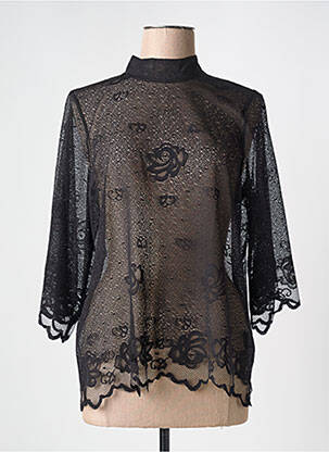 Top stretch manches 3/4 noir ICHI femme