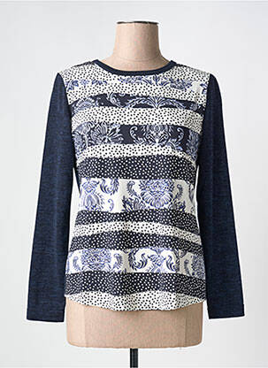 Pull tissage chiné manches longues bleu EUGEN KLEIN femme