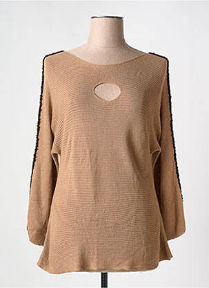 Pull col bateau manches longues marron MARIA BELLENTANI femme