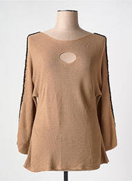 Pull col bateau manches longues marron MARIA BELLENTANI femme