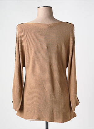 Pull col bateau manches longues marron MARIA BELLENTANI femme