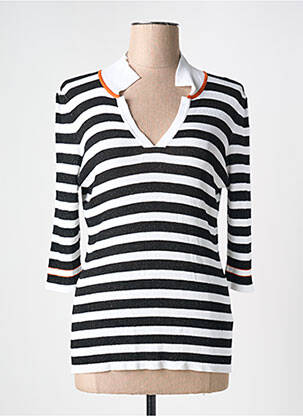 Pull col v manches 3/4 noir ELEONORA AMADEI femme
