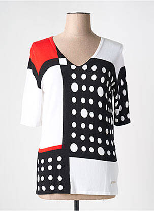 Pull coupe cintrée manches courtes blanc PASSIONI femme