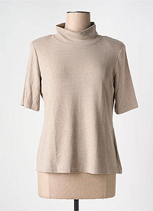 Pull tissage chiné manches courtes marron EUGEN KLEIN femme