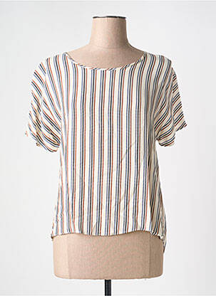 Blouse col rond manches courtes beige LA FEE MARABOUTEE femme