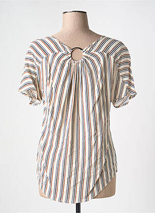 Blouse col rond manches courtes beige LA FEE MARABOUTEE femme