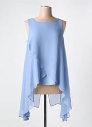 Tunique sans manche tissage crêpe bleu VAN-DOS femme