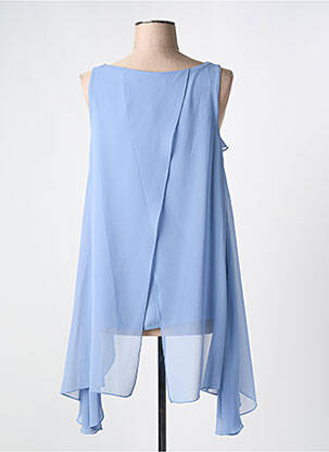Tunique sans manche tissage crêpe bleu VAN-DOS femme