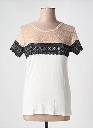 T-shirt stretch manches courtes beige MORGAN femme