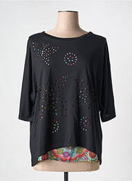 T-shirt col v manches courtes noir DESIGUAL femme
