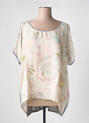 Blouse tissage popeline manches courtes gris DESIGUAL femme