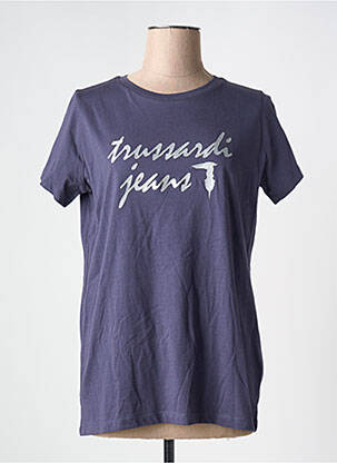 T-shirt sérigraphie manches courtes bleu TRUSSARDI JEANS femme