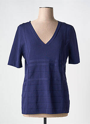Pull coupe cintrée manches courtes bleu PASSIONI femme