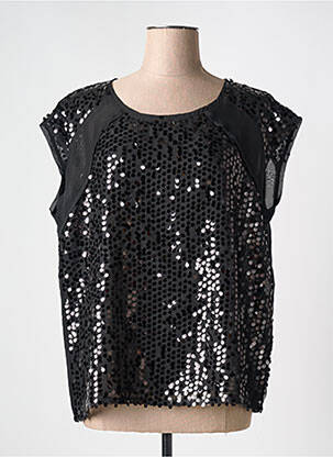Top coupe fluide sans manche noir FRANSA femme