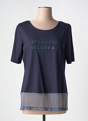 T-shirt sérigraphie avec strass manches courtes bleu EUGEN KLEIN femme