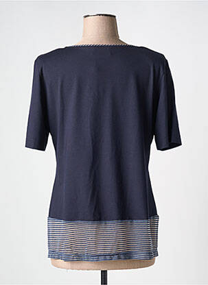 T-shirt sérigraphie avec strass manches courtes bleu EUGEN KLEIN femme