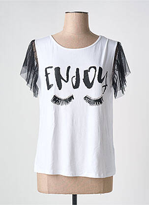 T-shirt imprimé fantaisie manches courtes blanc ELEONORA AMADEI femme