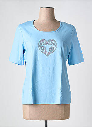 T-shirt sérigraphie avec strass manches courtes bleu EUGEN KLEIN femme