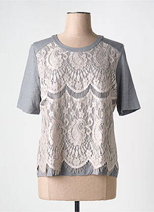 T-shirt manches mi-longues manches courtes gris EUGEN KLEIN femme