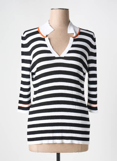 Pull col v manches 3/4 noir ELEONORA AMADEI femme