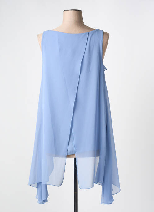 Tunique sans manche tissage crêpe bleu VAN-DOS femme