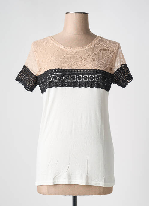 T-shirt stretch manches courtes beige MORGAN femme