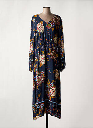 Robe longue imprimé fleurs manches longues bleu CREAM femme