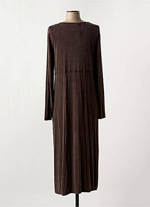 Robe longue tissage popeline manches longues marron MYRINE ANTWERP femme
