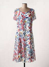 Robe mi-longue imprimé fleurs manches courtes rouge ELEONORA AMADEI femme